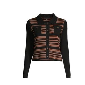 Toccin NY Striped Black and Brown Women's Cardigan